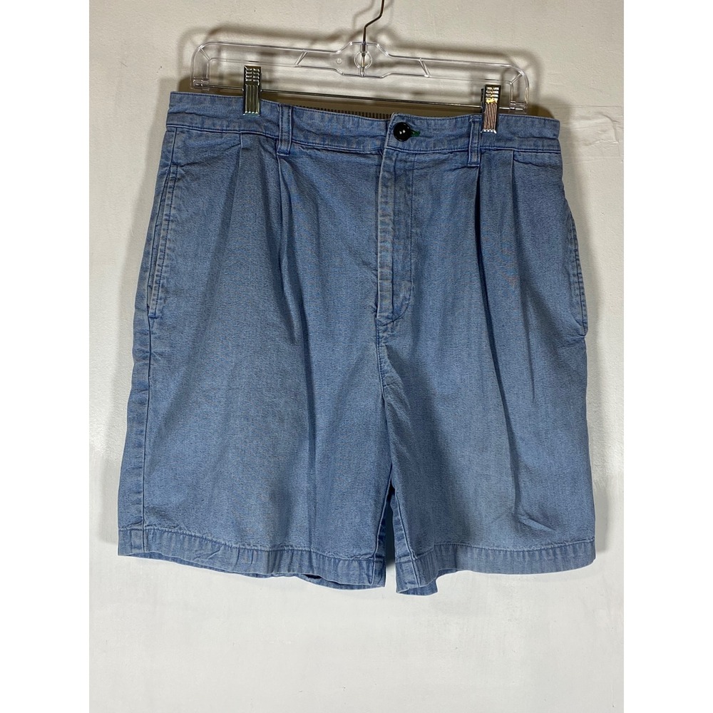 Vintage 90s Tommy Hilfiger Y2K Light Wash Pleated Cotton Shorts Men's 33 Baggy